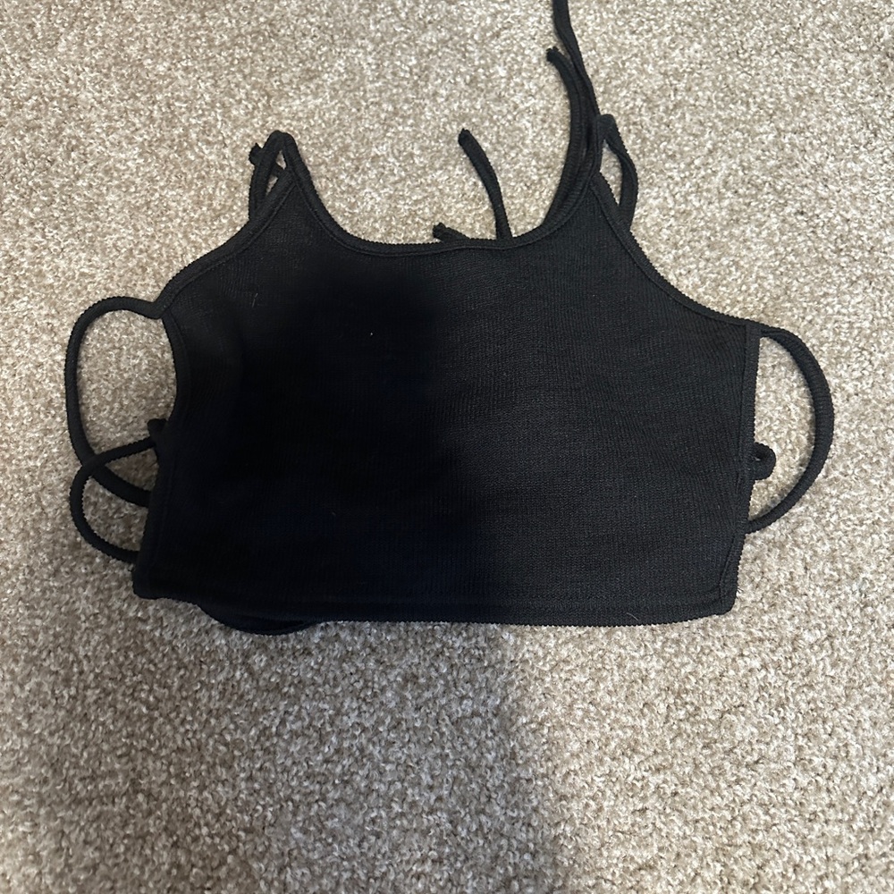 knit top with tie back
